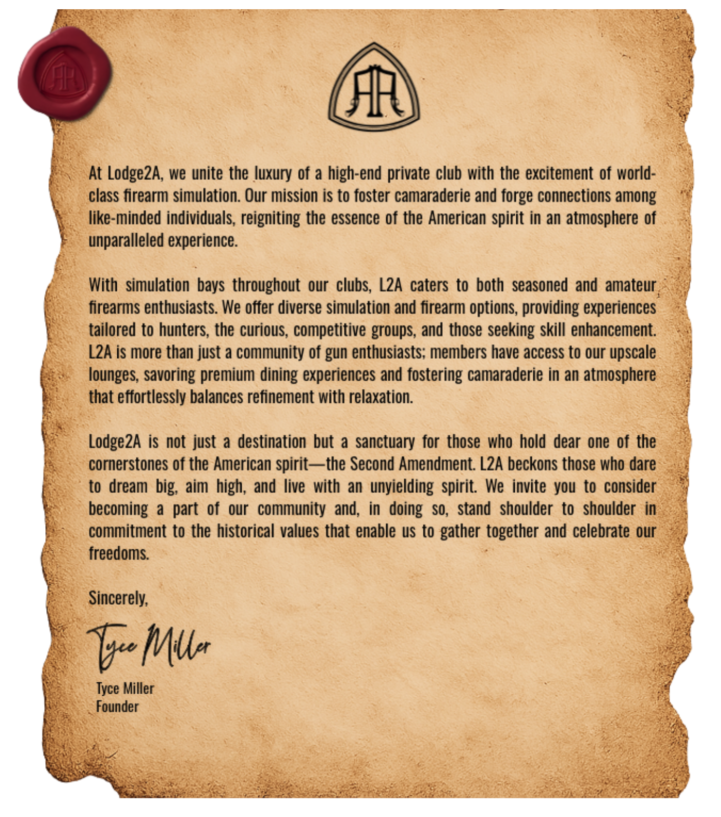 Lodge2A membership letter